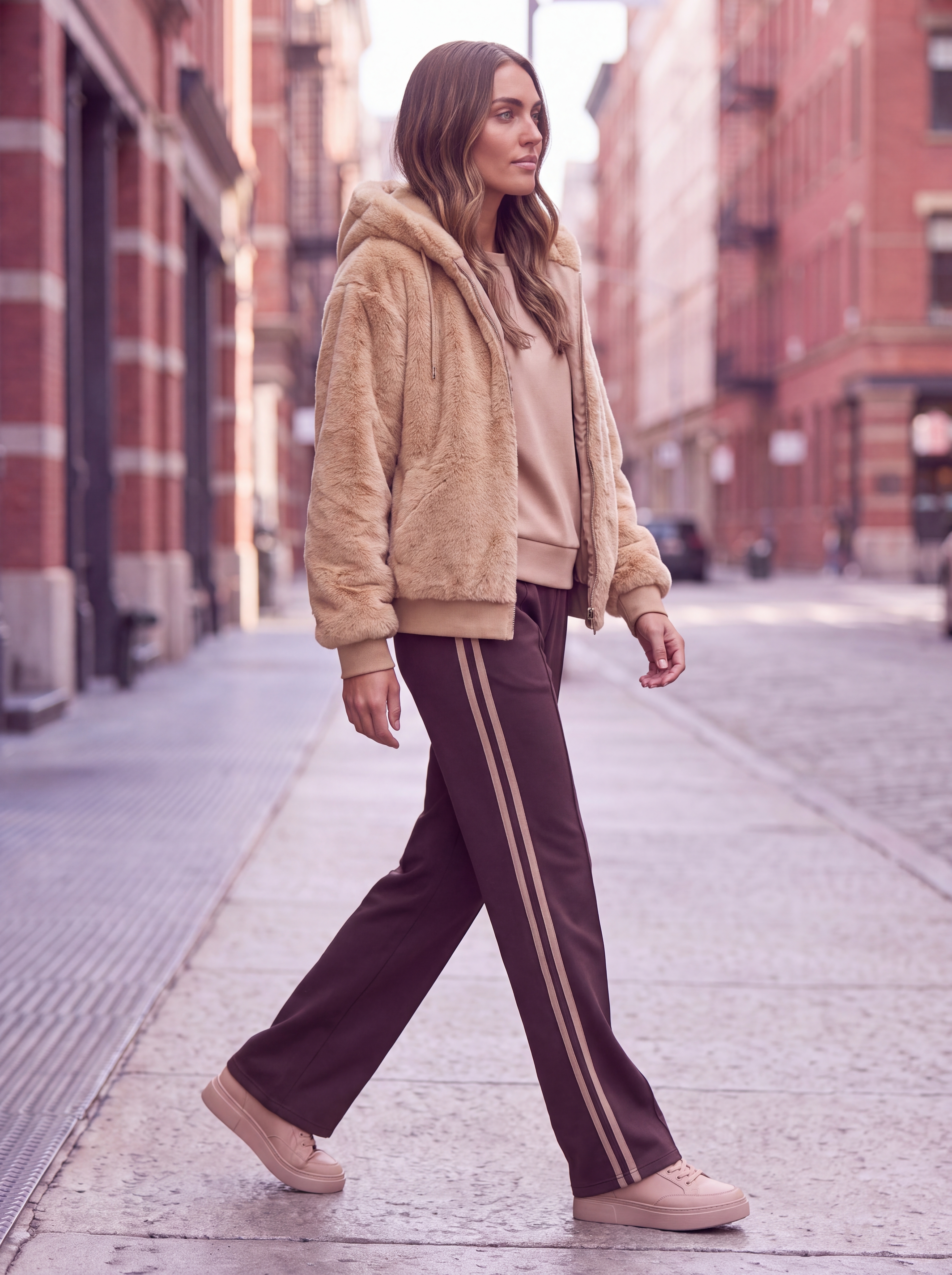 Dámska kožušinová bunda s kapucňou BROADWAY NYC FASHION ECRU - Béžová s.WEAR 1